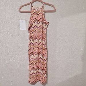 New Look Backless Dress in Cream and Orange